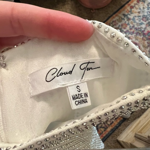 COPY - White High Waisted Sparkly shorts - Picture 2 of 2